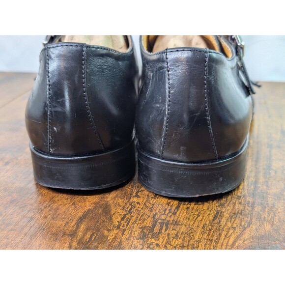 MERCANTI FIORENTINI Black Double Monk Strap Leather Oxford Shoes Leather Sz 8.5